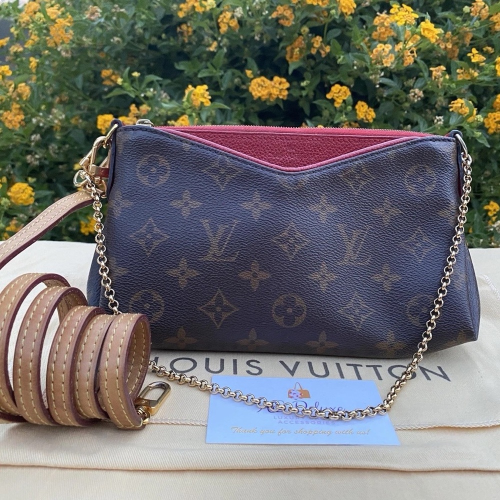 Louis Vuitton Pallas Red Clutch Crossbody (GI3176) + Dust Cover 🌸
